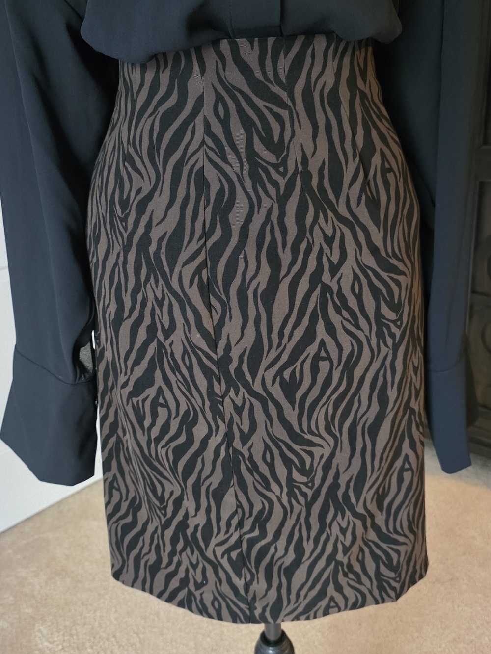 Annex Zebra Print A-Line Skirt Size 10 Brown Black Animal Print Midi